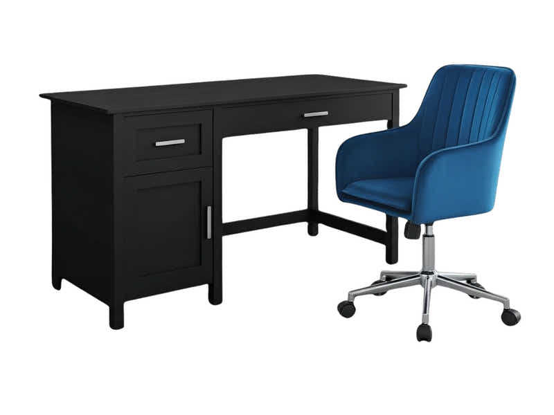 Home Office Desk with Storage Black & Artechwork Office Chair (Combo)