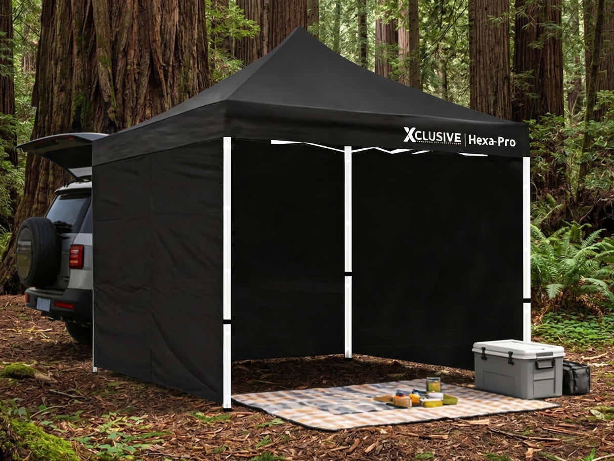 Xclusive Gazebo HEX with Wheel Bag 3m x 3m - Black