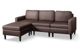 Moser PU Leather Sofa With Ottoman - Brown
