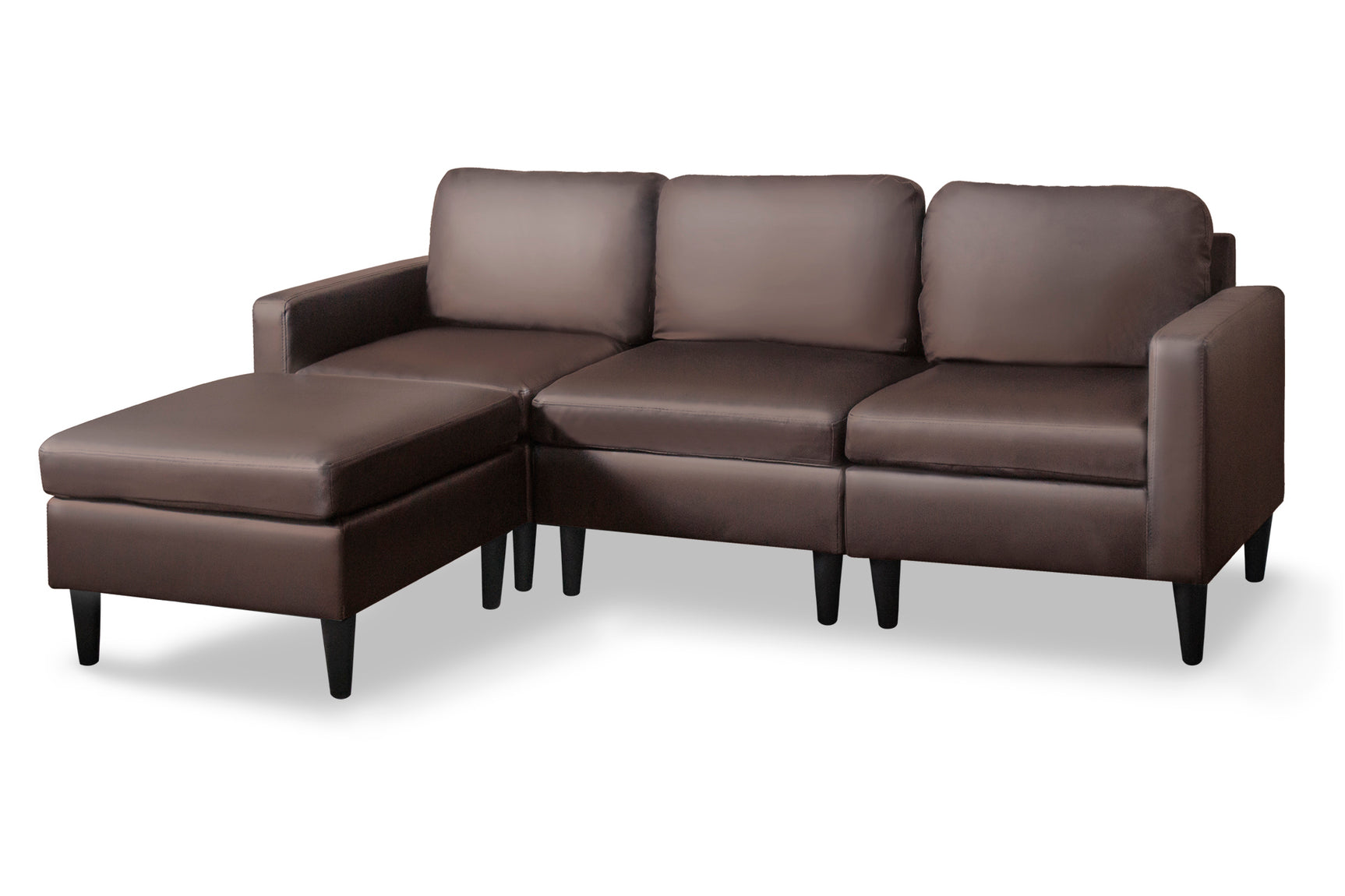 Moser PU Leather Sofa With Ottoman - Brown