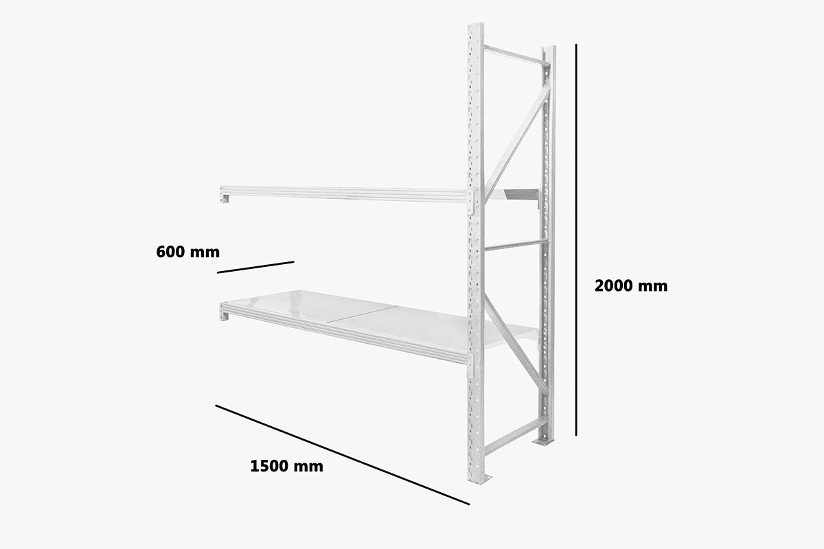 Longspan Shelving 1.5M - Add-on Bay 2 Layer Grey White