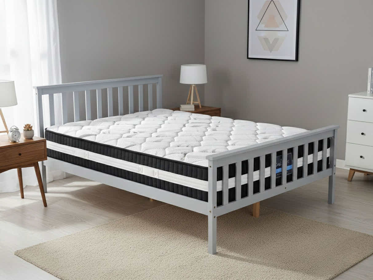 Hampshire Bed Frame Grey & Euro Top Mattress L30 - Double
