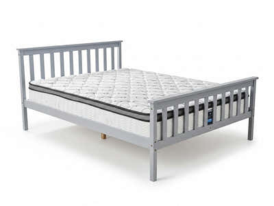 Hampshire Bed Frame Grey & Euro Top Memory Foam Mattress GEL30 - Double