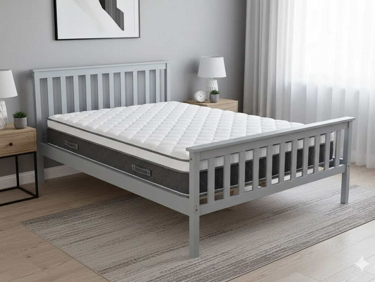 Hampshire Bed Frame Grey & MEM23 Mattress - Double