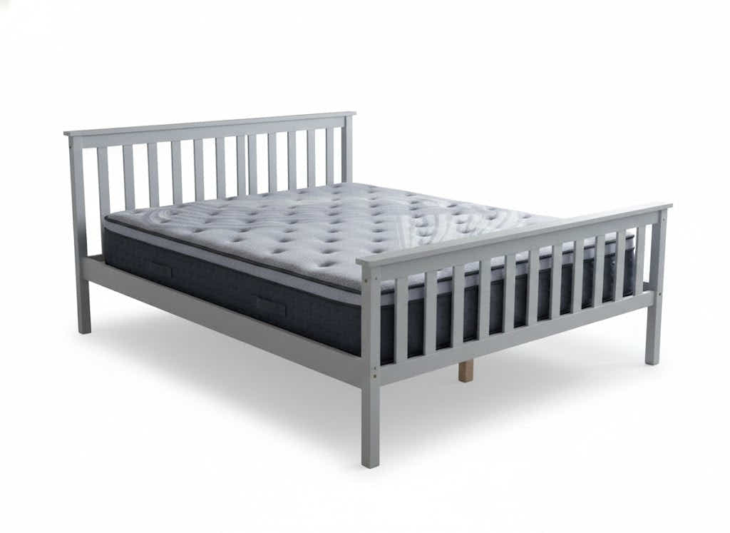 Hampshire Bed Frame Grey & Euro Top Mattress B34 - Double
