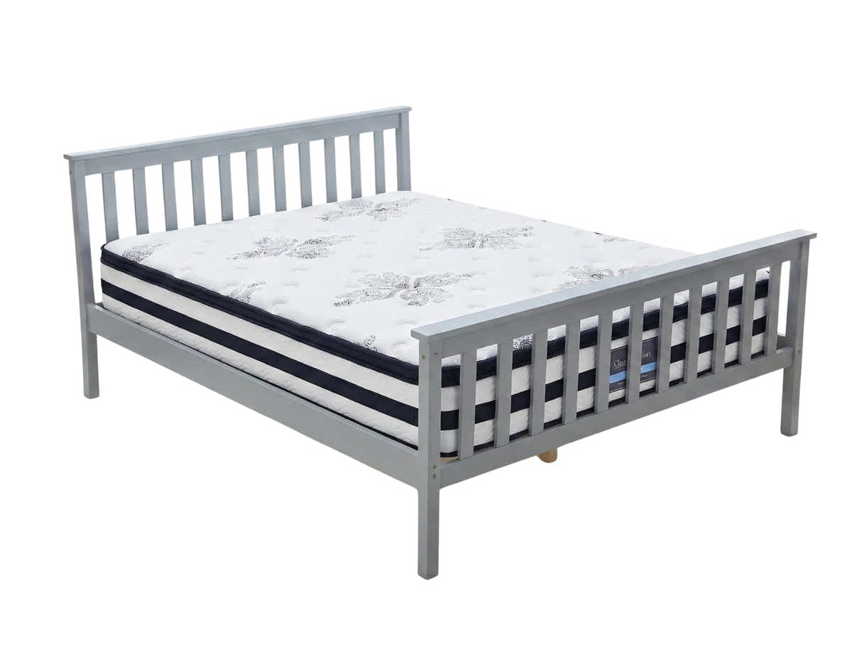 Hampshire Bed Frame Grey & Euro Top Mattress K34 - Double