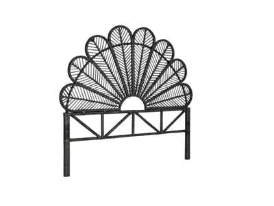 Rattan Headboard Peacock Black - Double