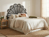 Rattan Headboard Peacock Black - Double