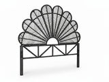 Rattan Headboard Peacock Black - Double
