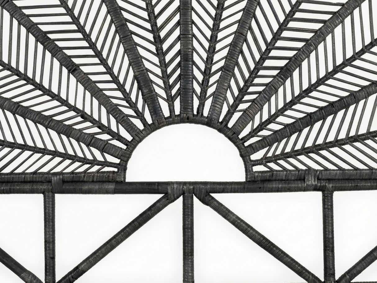Rattan Headboard Peacock Black - Double