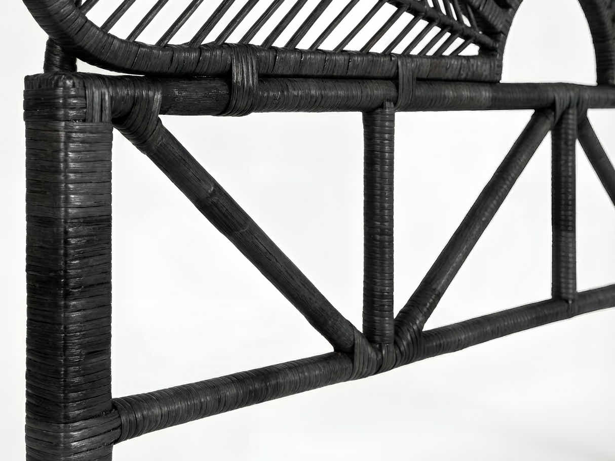 Rattan Headboard Peacock Black - Double