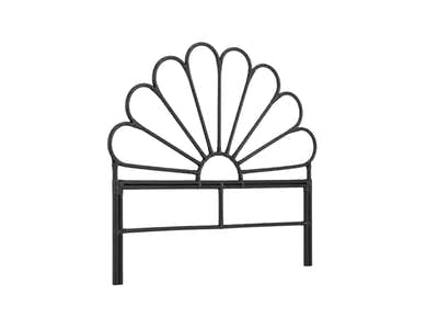 Rattan Headboard Petal Black - Double