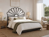 Rattan Headboard Petal Black - Double