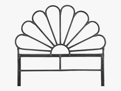 Rattan Headboard Petal Black - Double