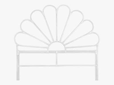 Rattan Headboard Petal White - Double