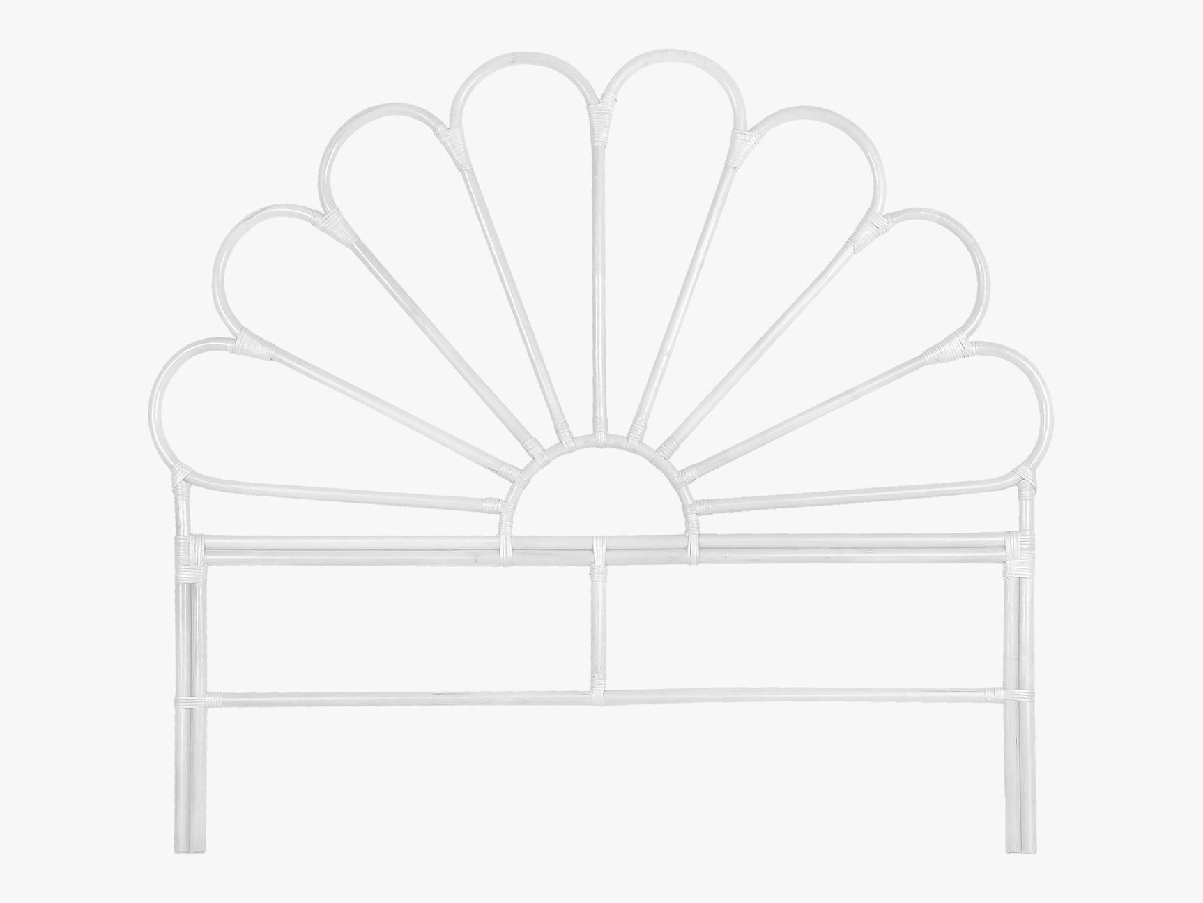 Rattan Headboard Petal White - Double