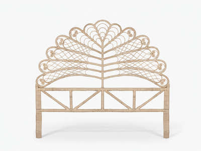 Rattan Headboard Leaf Natural - King