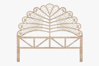 Rattan Headboard Leaf Natural - King