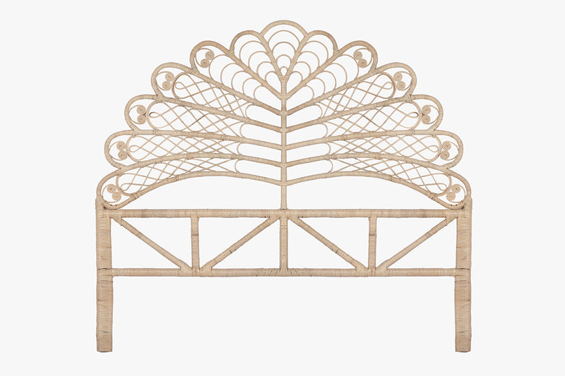 Rattan Headboard Leaf Natural - King