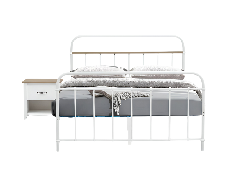 Darcy Bed White with Adelle Bedside Tables Combo - Queen