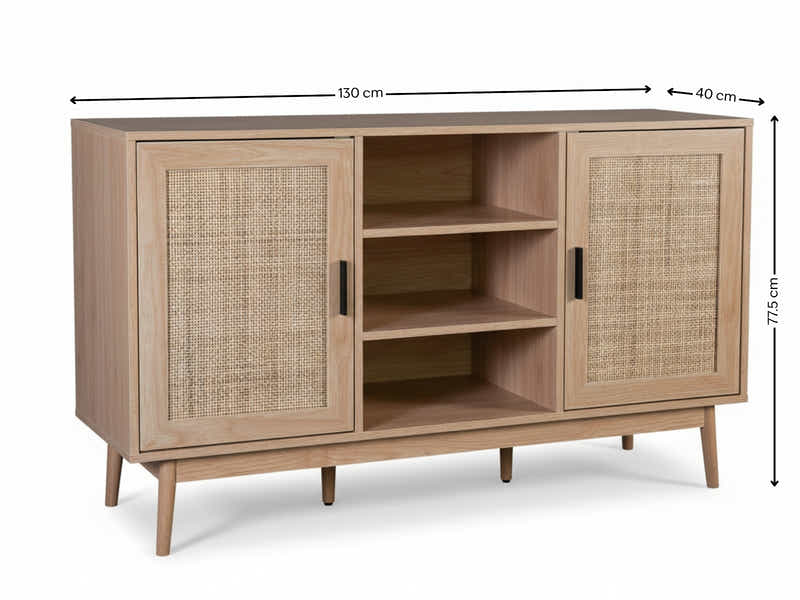 Naturlig Buffet Table with Shelves - 130 cm