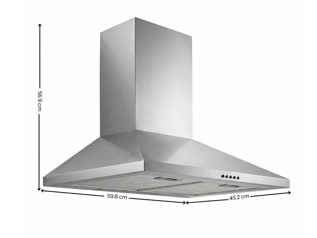 Midea 60 cm Canopy Rangehood Silver (No Duct)