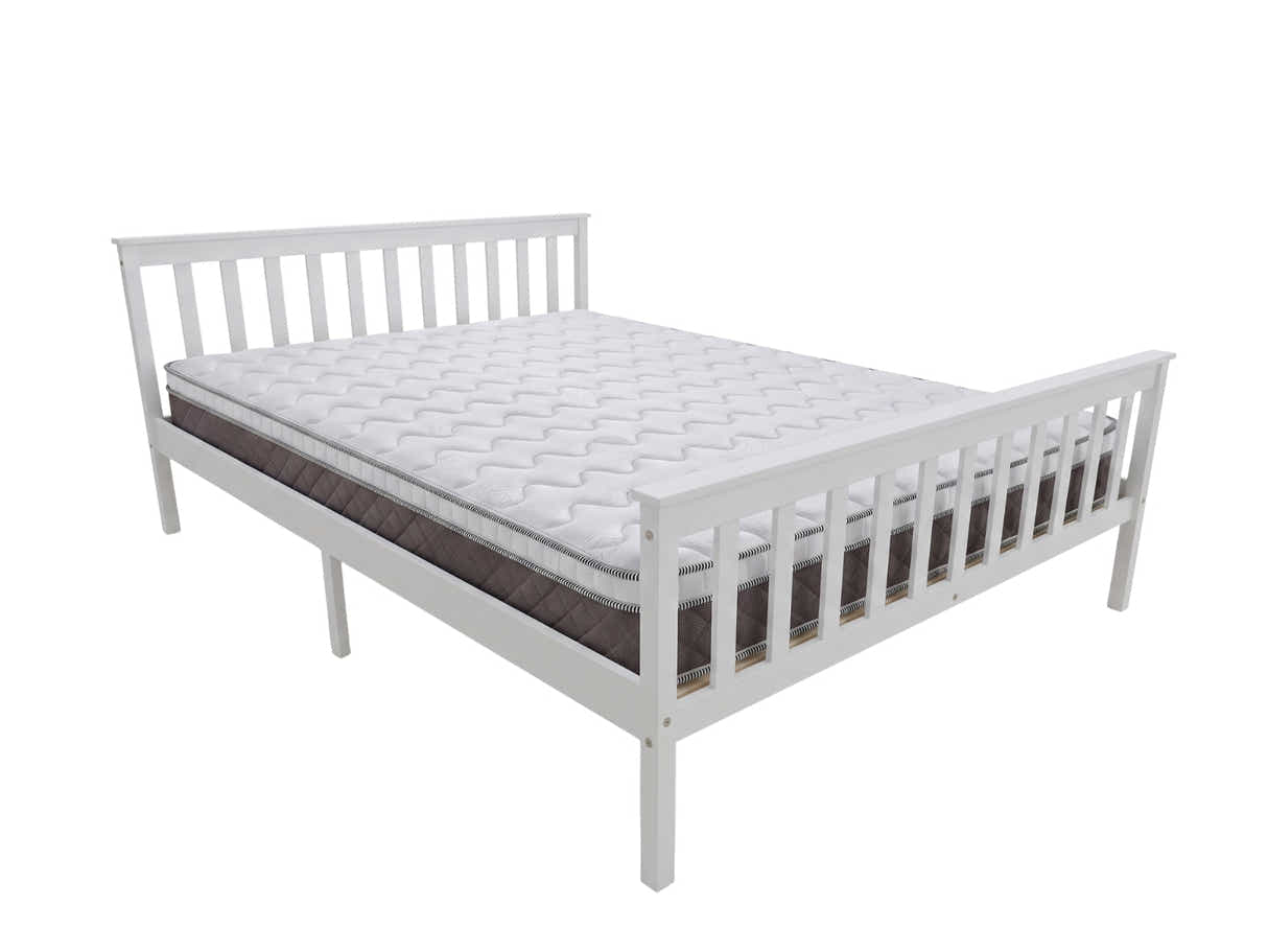 Hampshire Bed Frame White & MEM23 Mattress - Queen