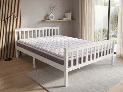 Hampshire Bed Frame White & MEM23 Mattress - Queen