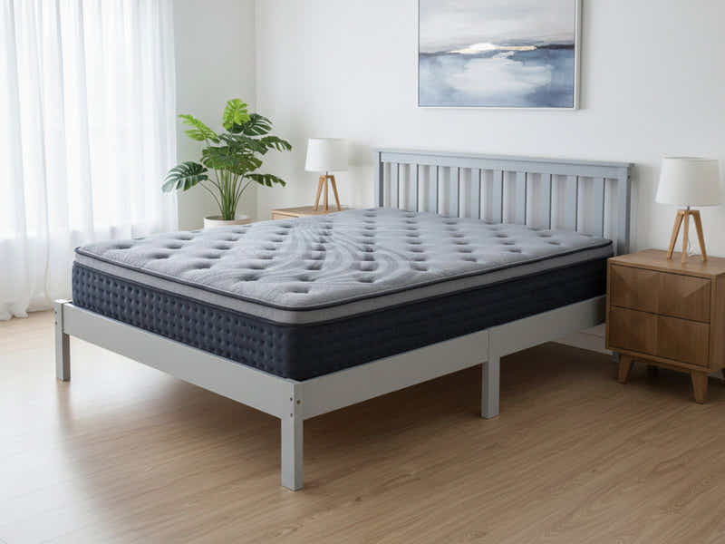 Hampshire Bed Frame Grey & Euro Top Mattress B34 – Queen (Combo)