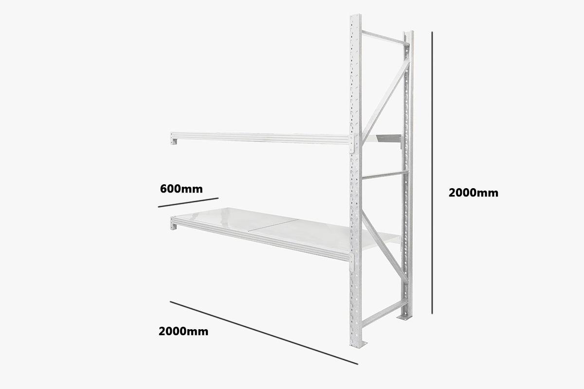 Longspan Shelving 2M - Add-on Bay 2 Layer Grey White