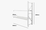 Longspan Shelving 2M - Add-on Bay 2 Layer Grey White