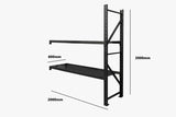2-Layer Longspan Shelving Add-On Black – 2 M