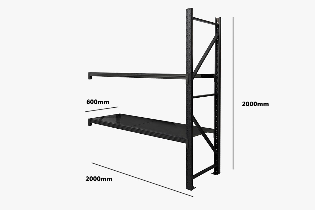 2-Layer Longspan Shelving Add-On Black – 2 M