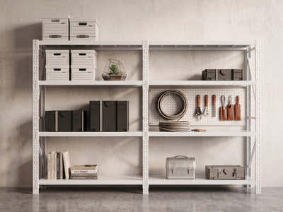 4-Layer Longspan Shelving Add-On Grey White – 1.5 M