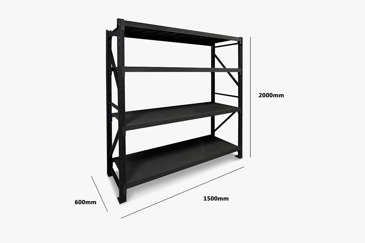 Longspan Shelving 1.5M - Main Bay 4 Layer Black