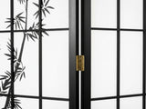 6-Panel Room Divider with Bamboo Pattern - Black