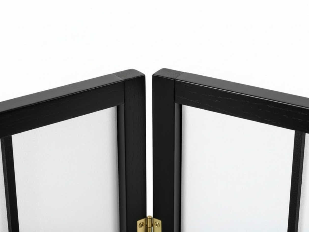 6-Panel Room Divider with Bamboo Pattern - Black