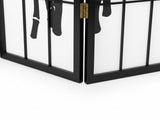 6-Panel Room Divider with Bamboo Pattern - Black