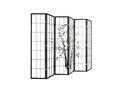 6-Panel Room Divider with Bamboo Pattern - Black