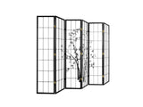 6-Panel Room Divider with Bamboo Pattern - Black