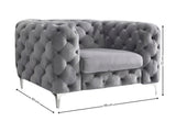 Adam Velvet Armchair - Grey
