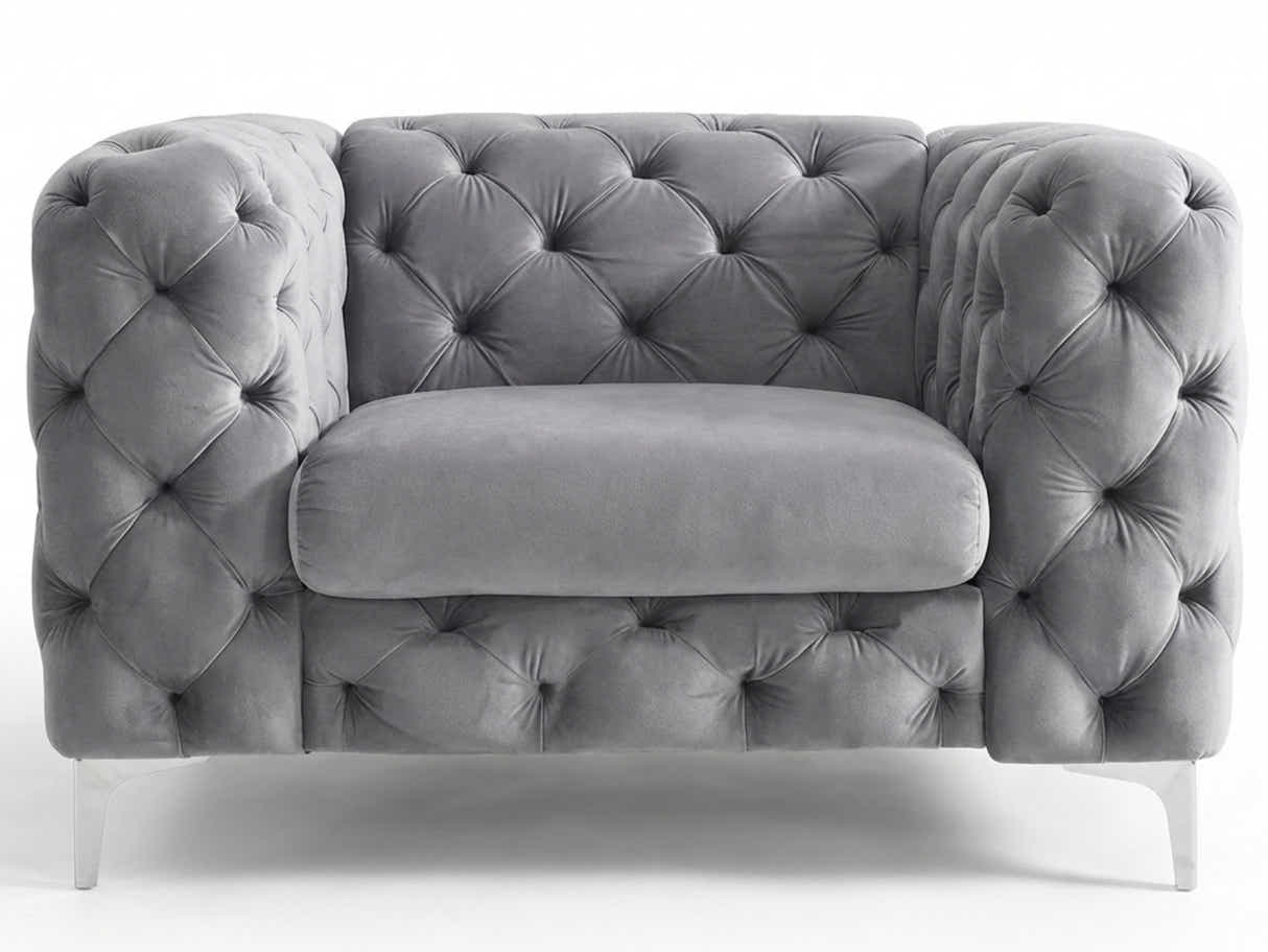 Adam Velvet Armchair - Grey