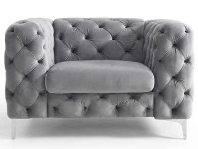 Adam Velvet Armchair - Grey