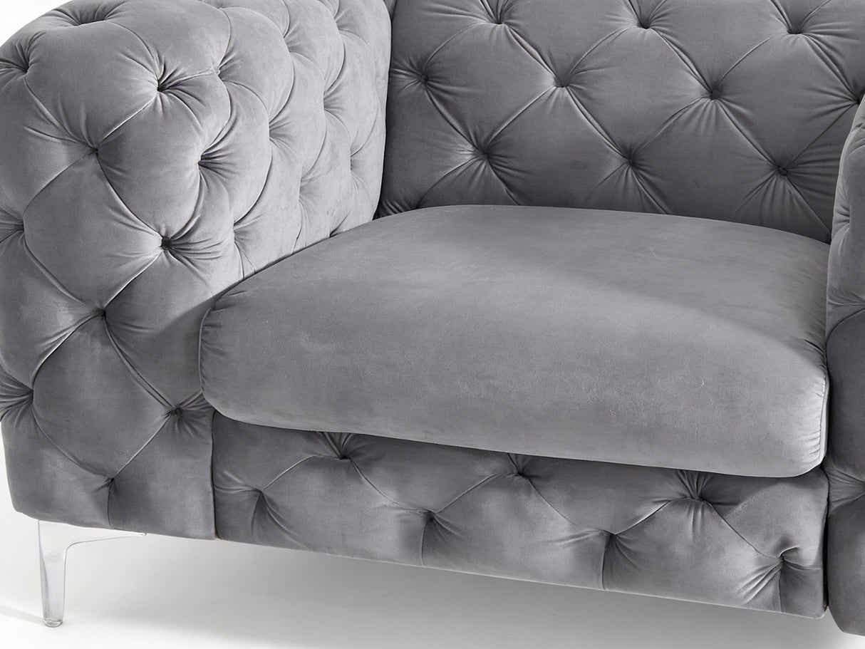 Adam Velvet Armchair - Grey