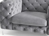 Adam Velvet Armchair - Grey