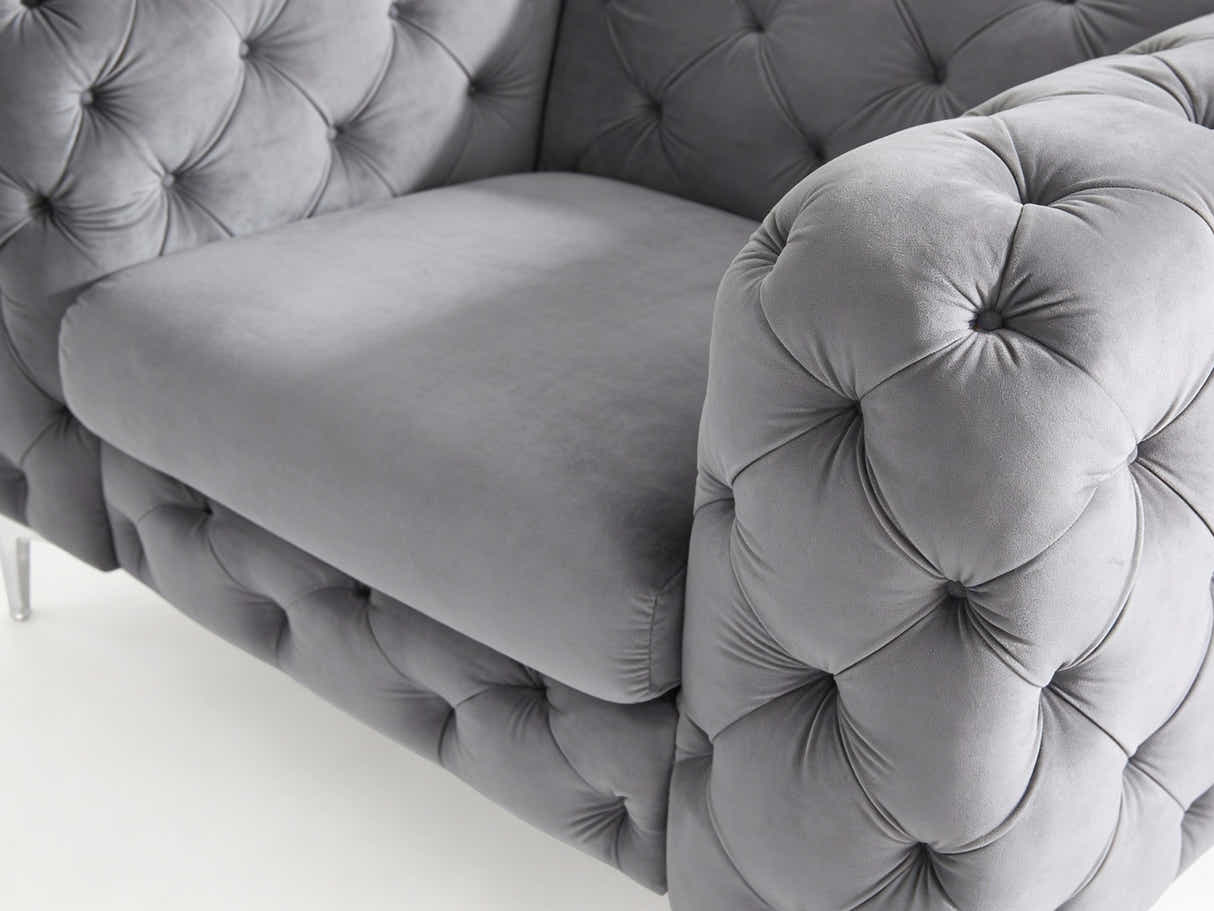 Adam Velvet Armchair - Grey