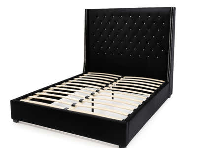 DS Aria Velvet Bed Frame Black - Queen