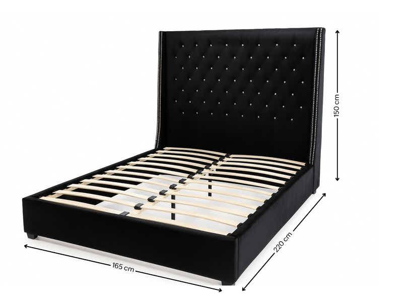 Aria Velvet Bed Frame Black - Queen