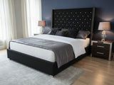 Aria Velvet Bed Frame Black - Queen