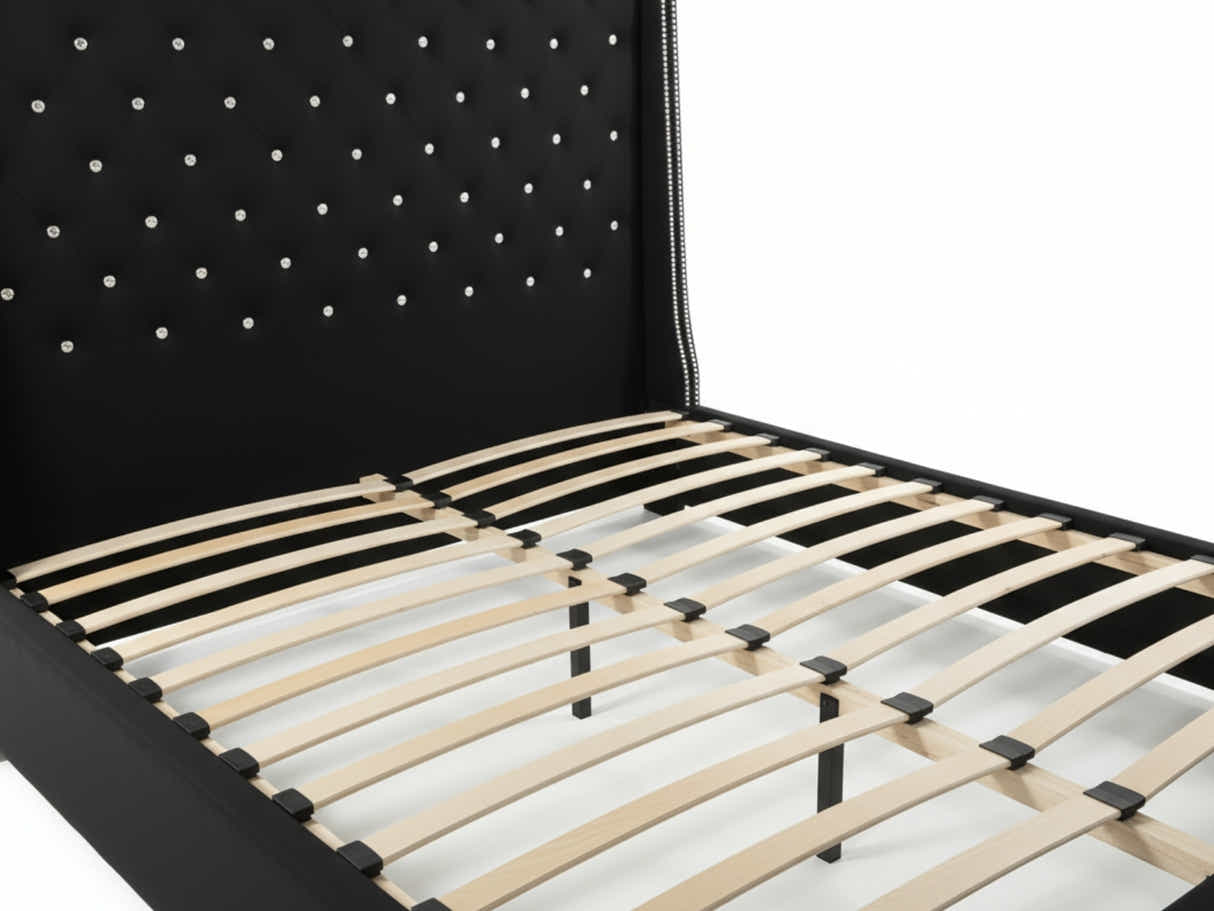 Aria Velvet Bed Frame Black - Queen